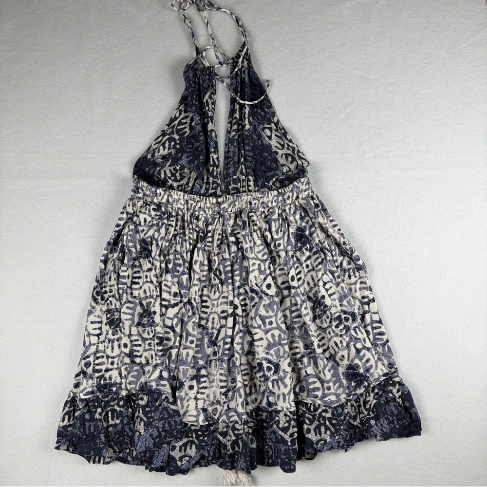 Free People Womens Beach Day Halter Mini Dress Blue Large‎ - Picture 7 of 10